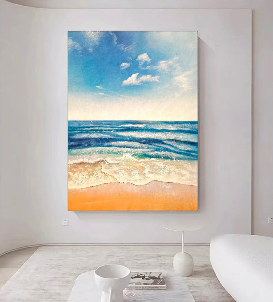 Original Blue Ocean Canvas Texture Mural