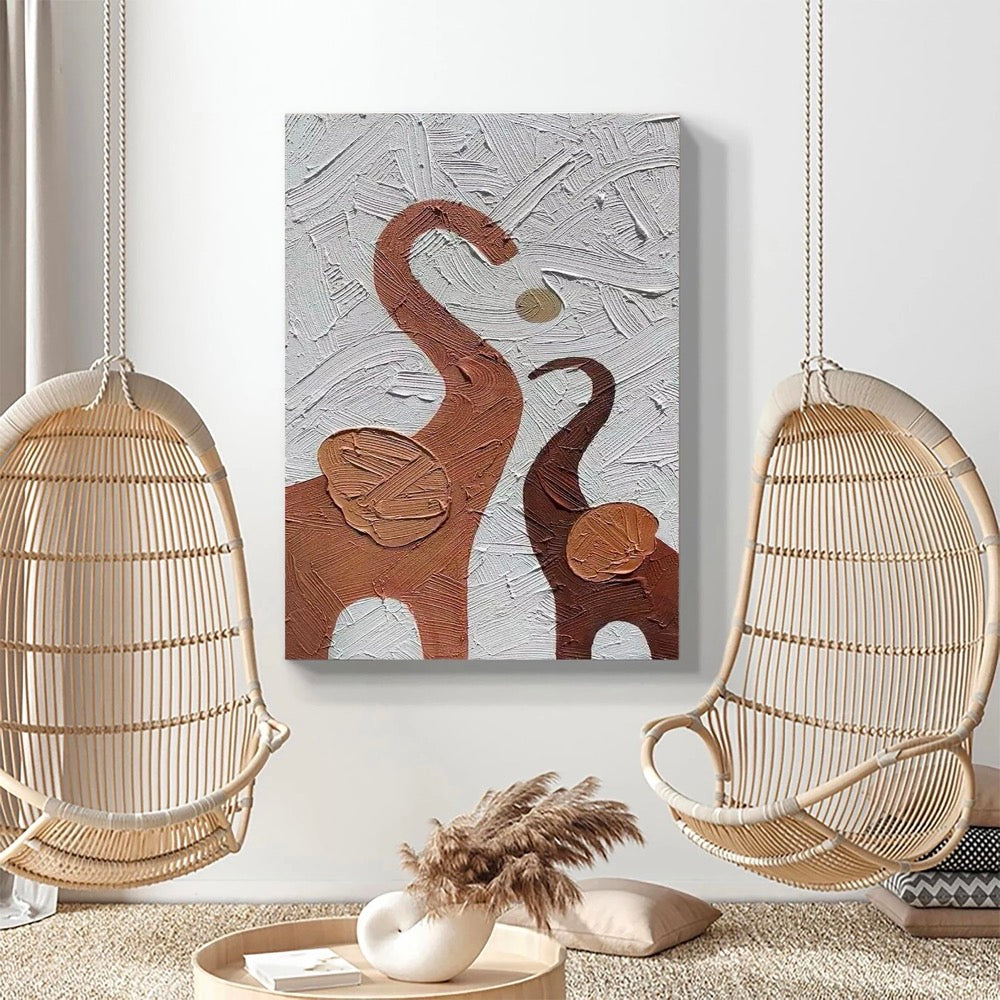 Original 3D White Minimalist Elephant Texture Mural