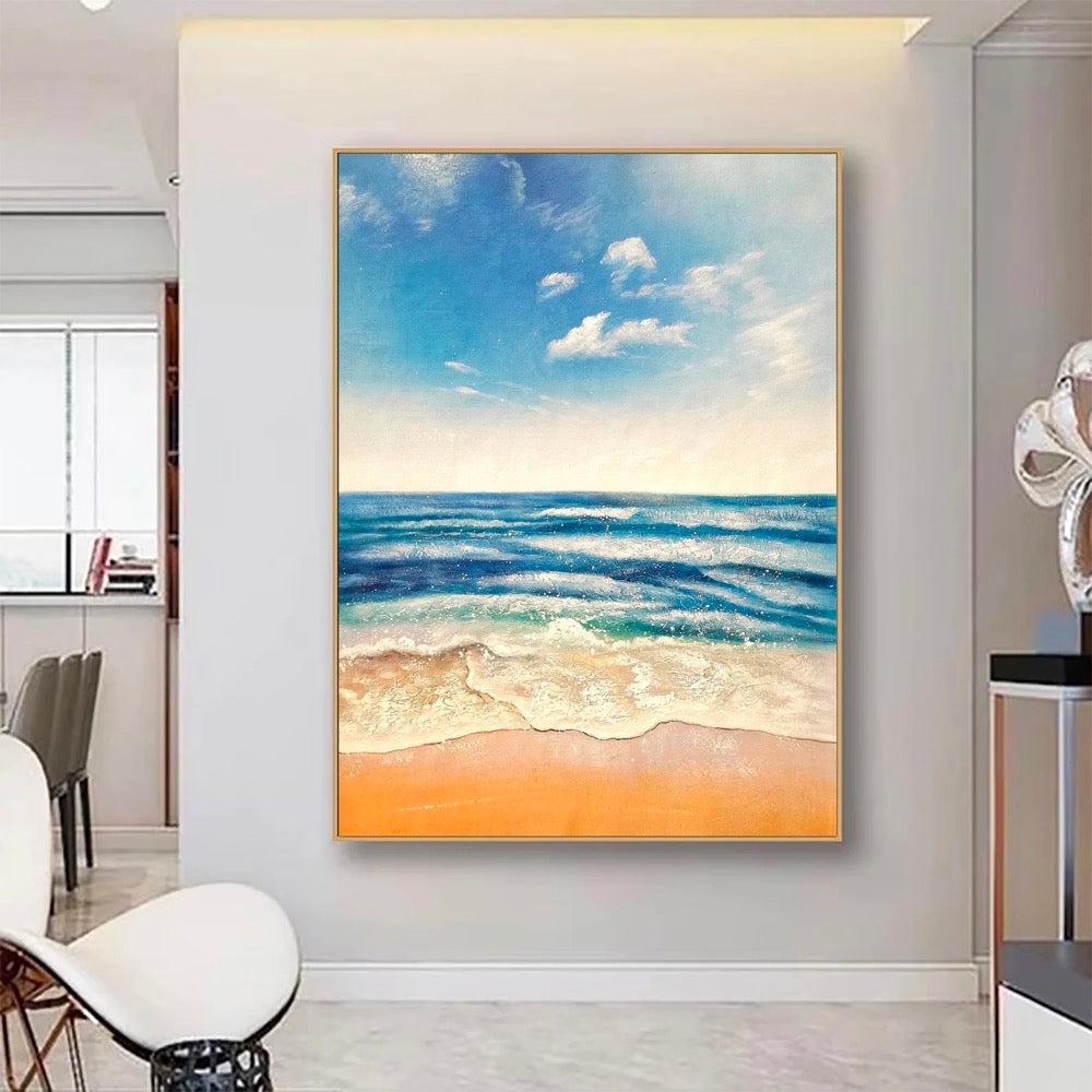 Original Blue Ocean Canvas Texture Mural