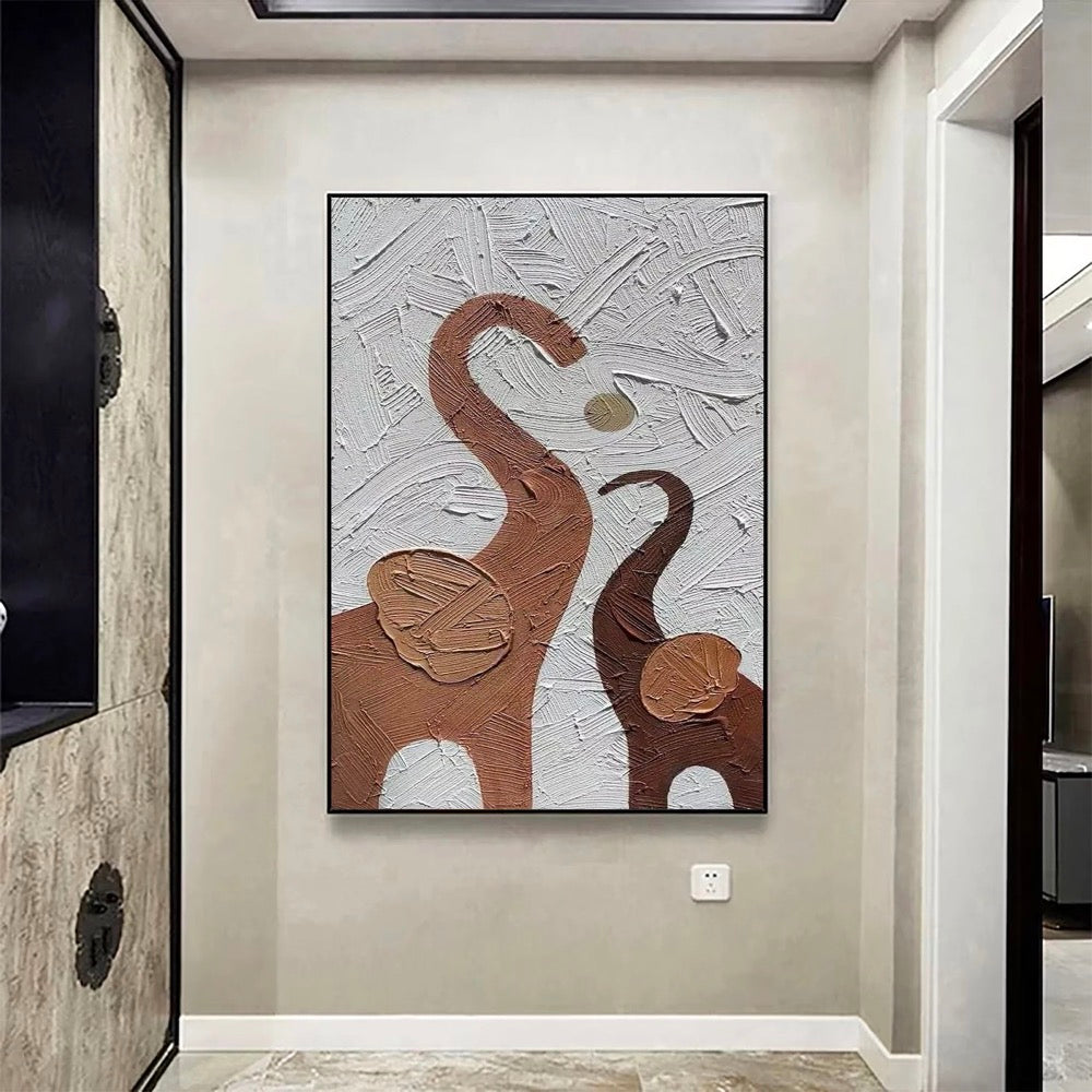 Original 3D White Minimalist Elephant Texture Mural