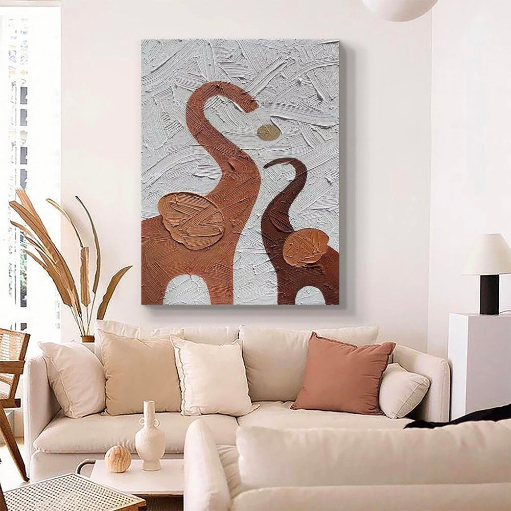 Original 3D White Minimalist Elephant Texture Mural