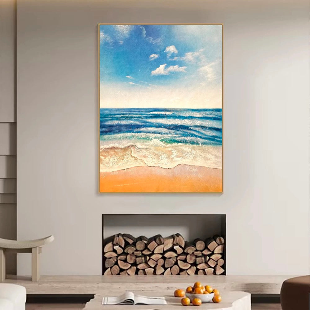 Original Blue Ocean Canvas Texture Mural